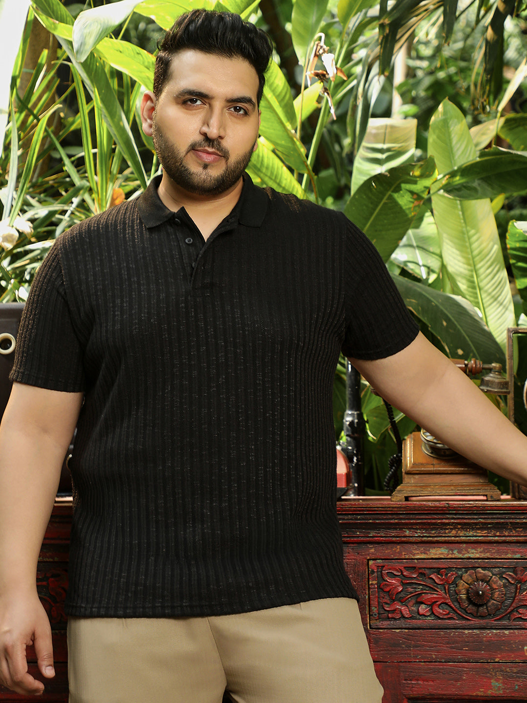 Black Textured T-Shirt