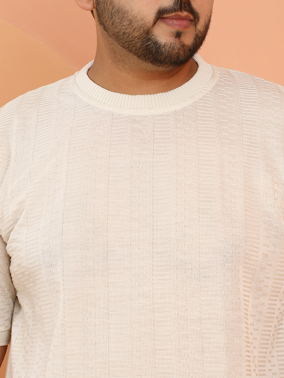 Dash-Ribbed Knit T-Shirt