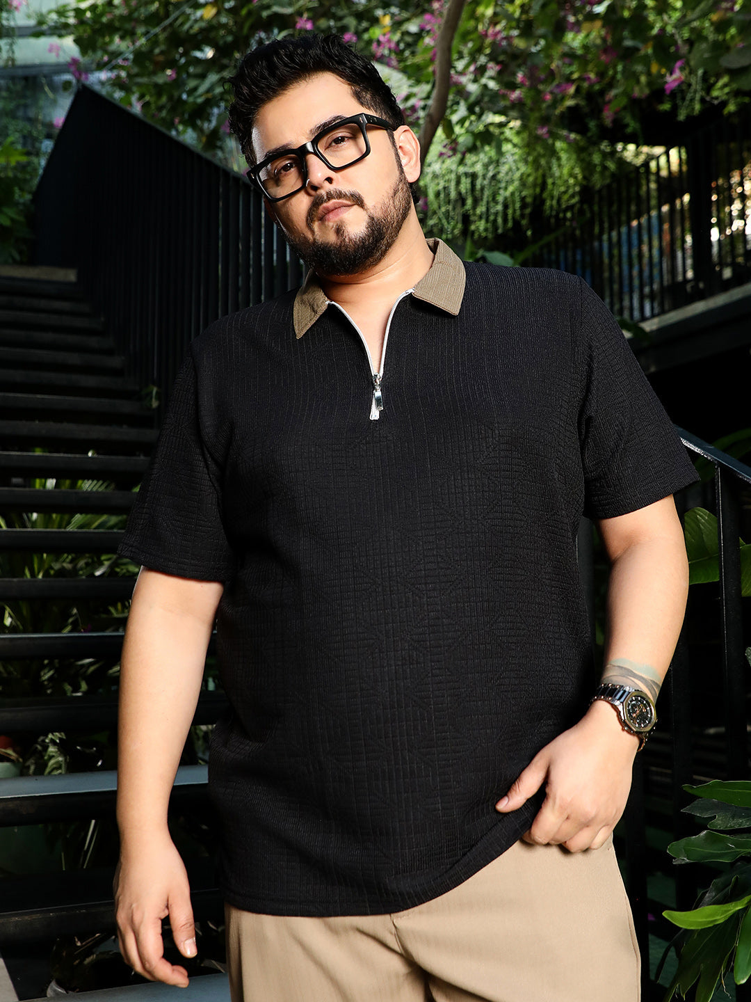 Oblique-Block Polo T-Shirt