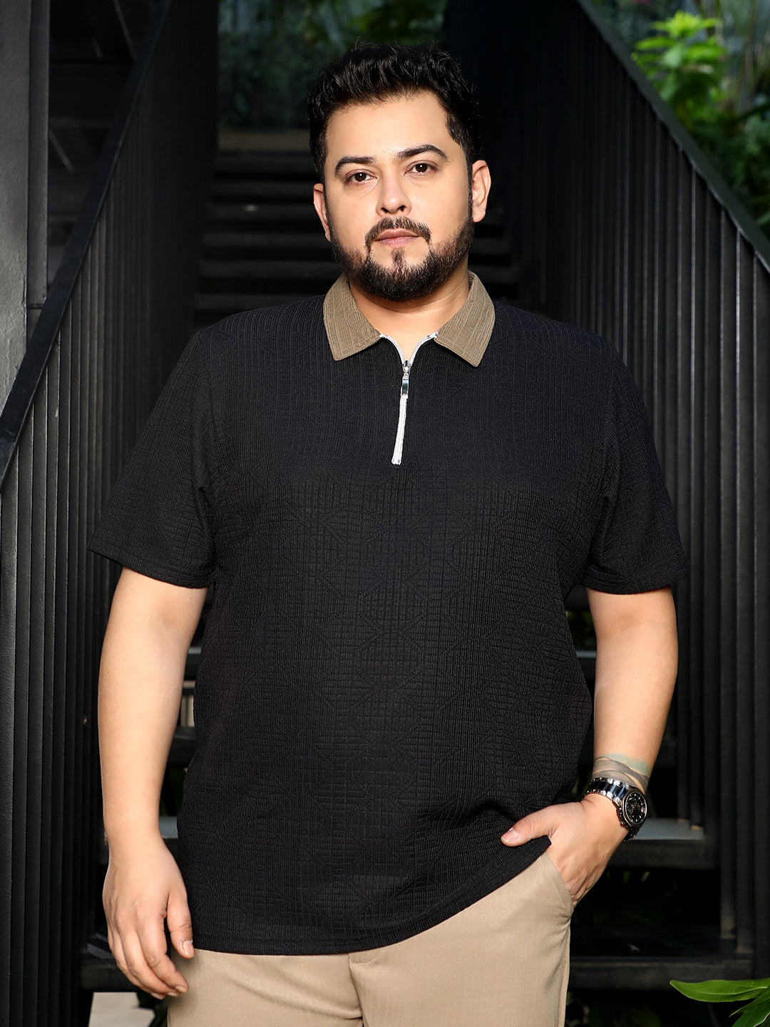 Oblique-Block Polo T-Shirt