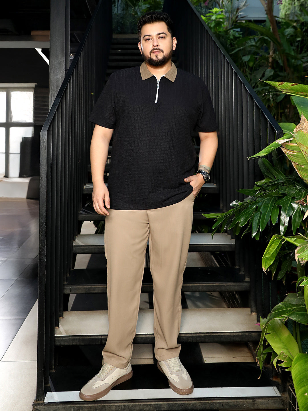 Oblique-Block Polo T-Shirt