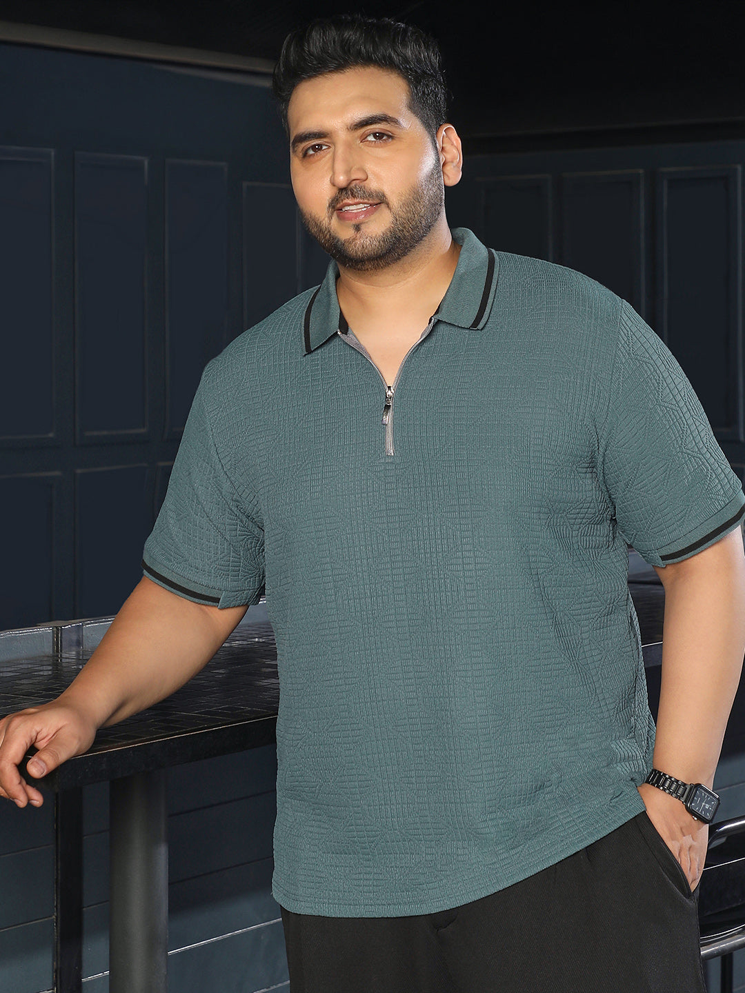 Teal Textured T-Shirt