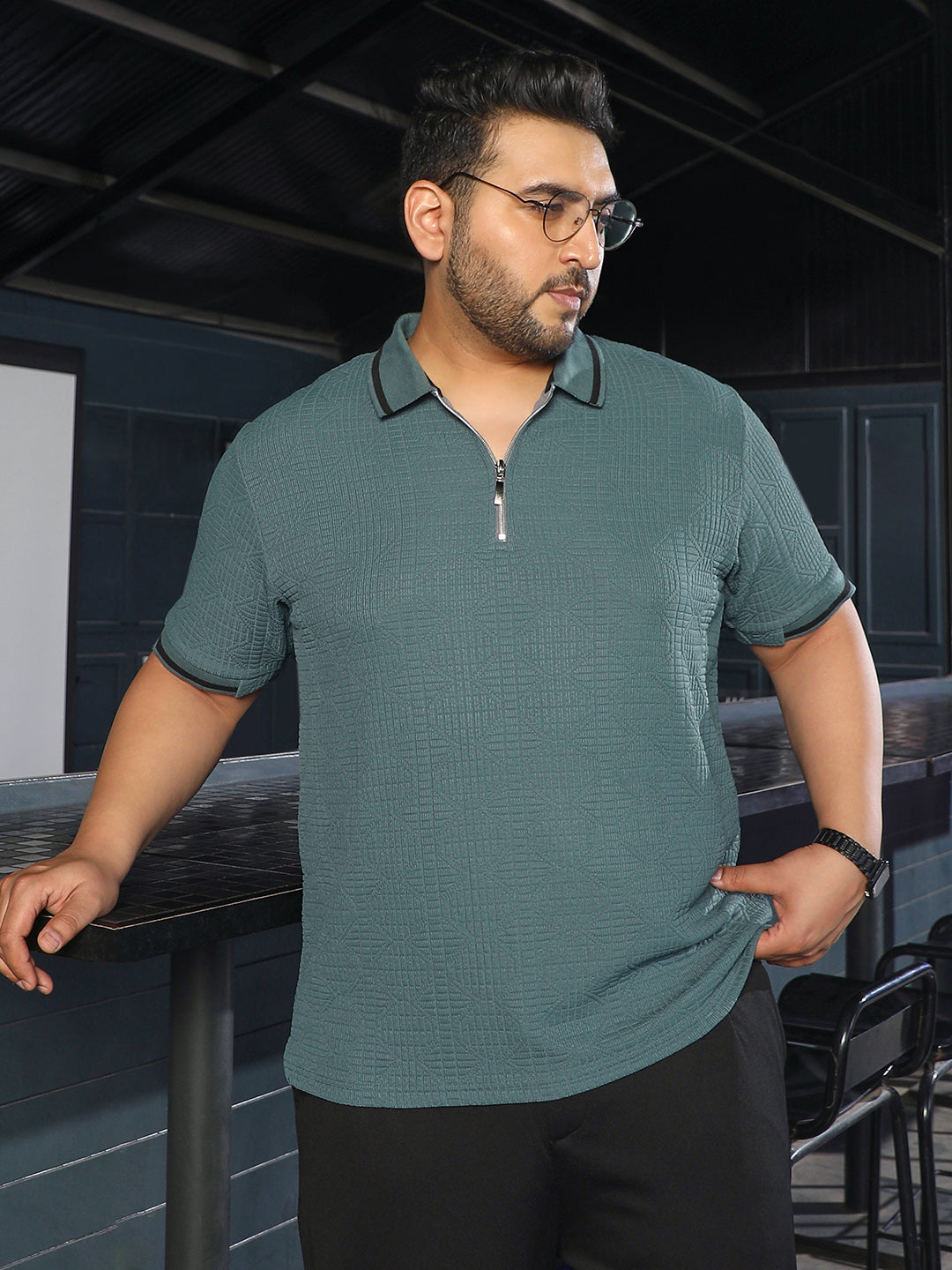 Teal Textured T-Shirt