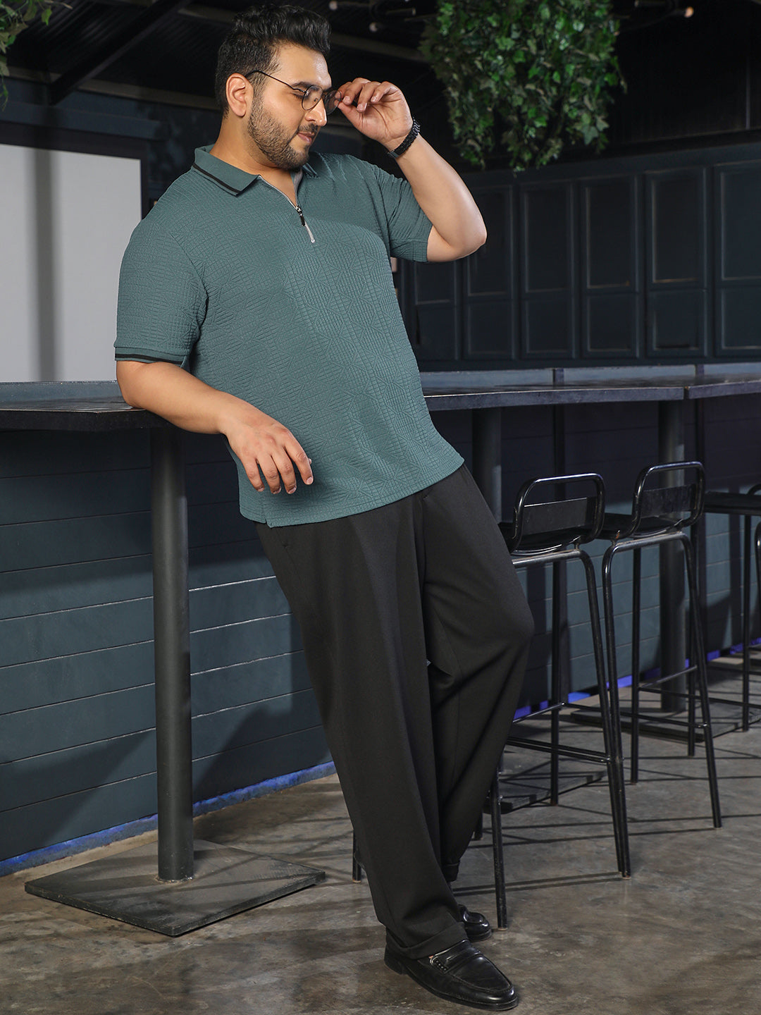 Teal Textured T-Shirt