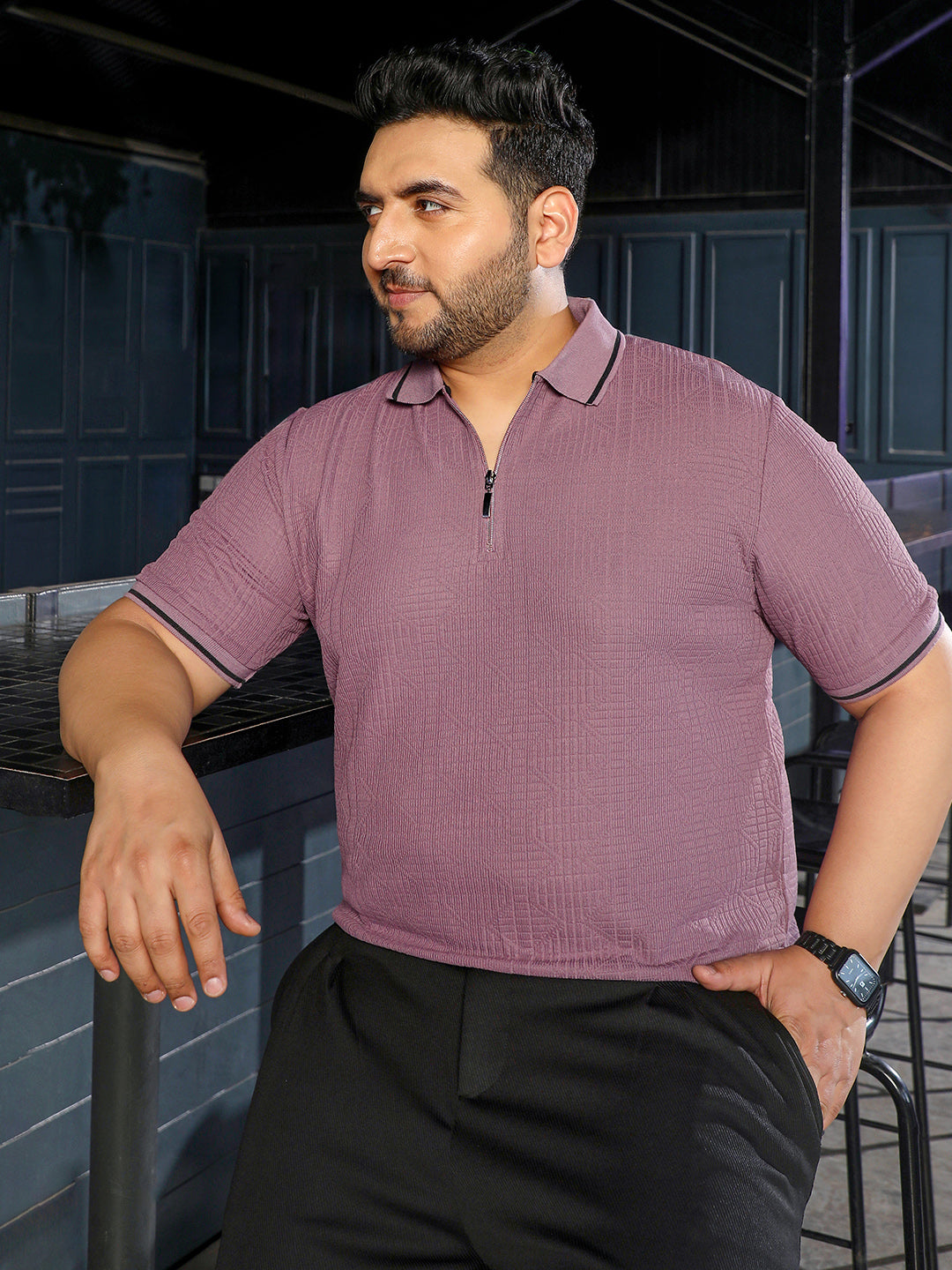 Mauve Textured T-Shirt