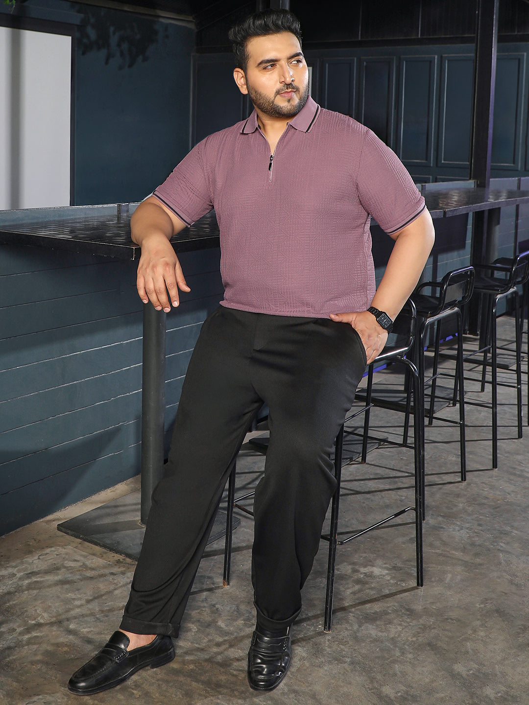 Mauve Textured T-Shirt