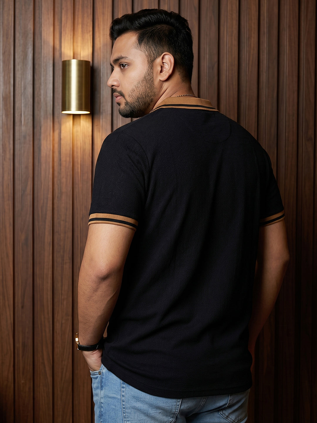 Black Solid Polo T-Shirt