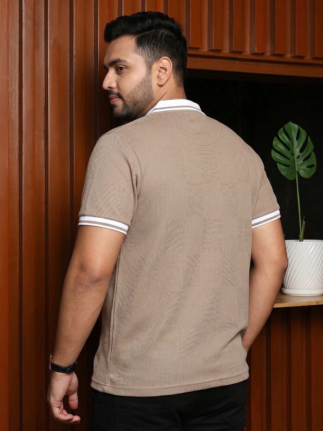 Beige Solid Polo T-Shirt