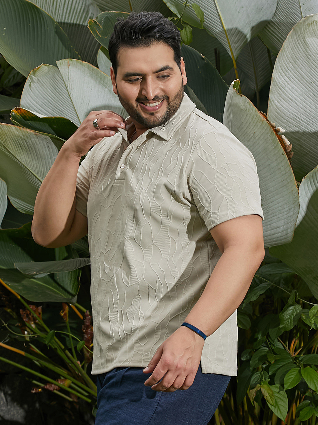 Veined-Tactile Polo T-Shirt