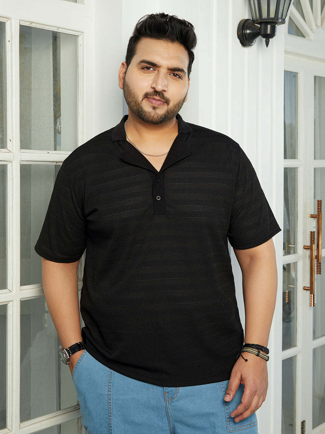 Panel-Tactile Cuban Polo T-Shirt