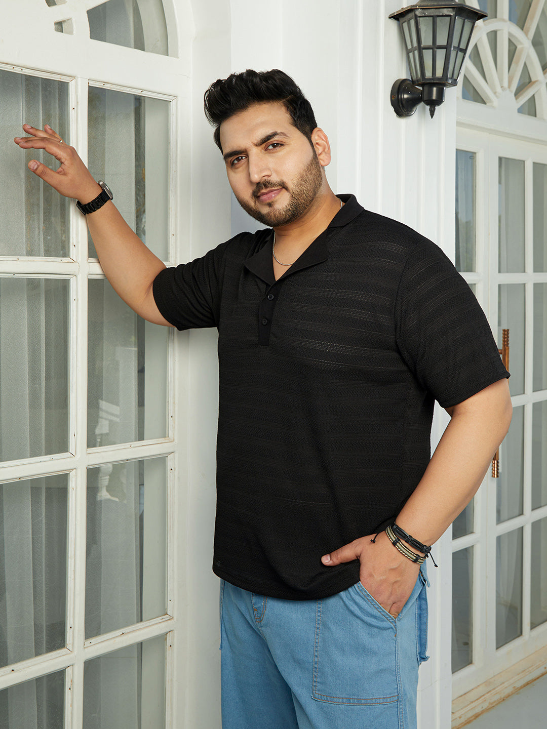 Panel-Tactile Cuban Polo T-Shirt