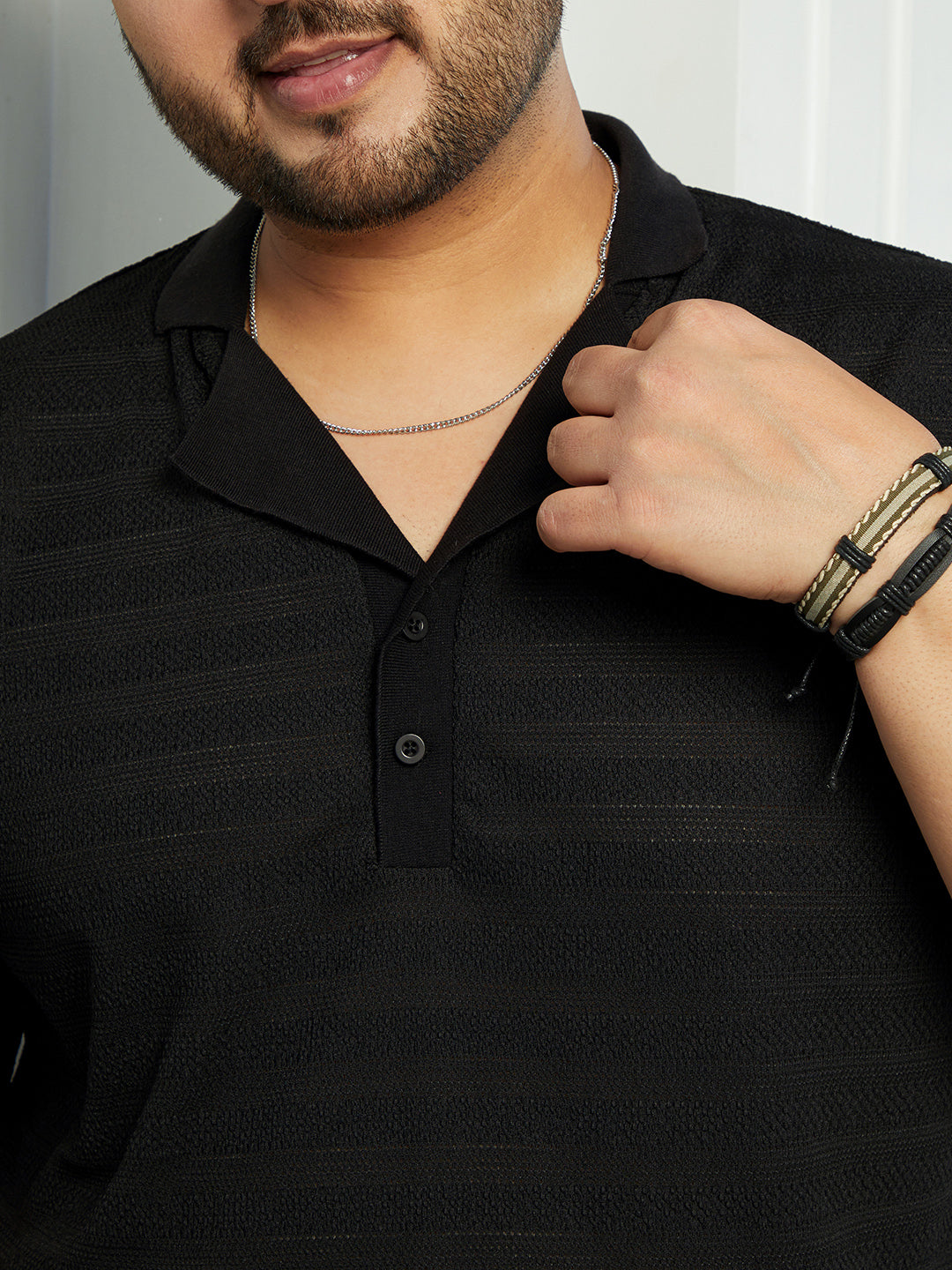 Panel-Tactile Cuban Polo T-Shirt