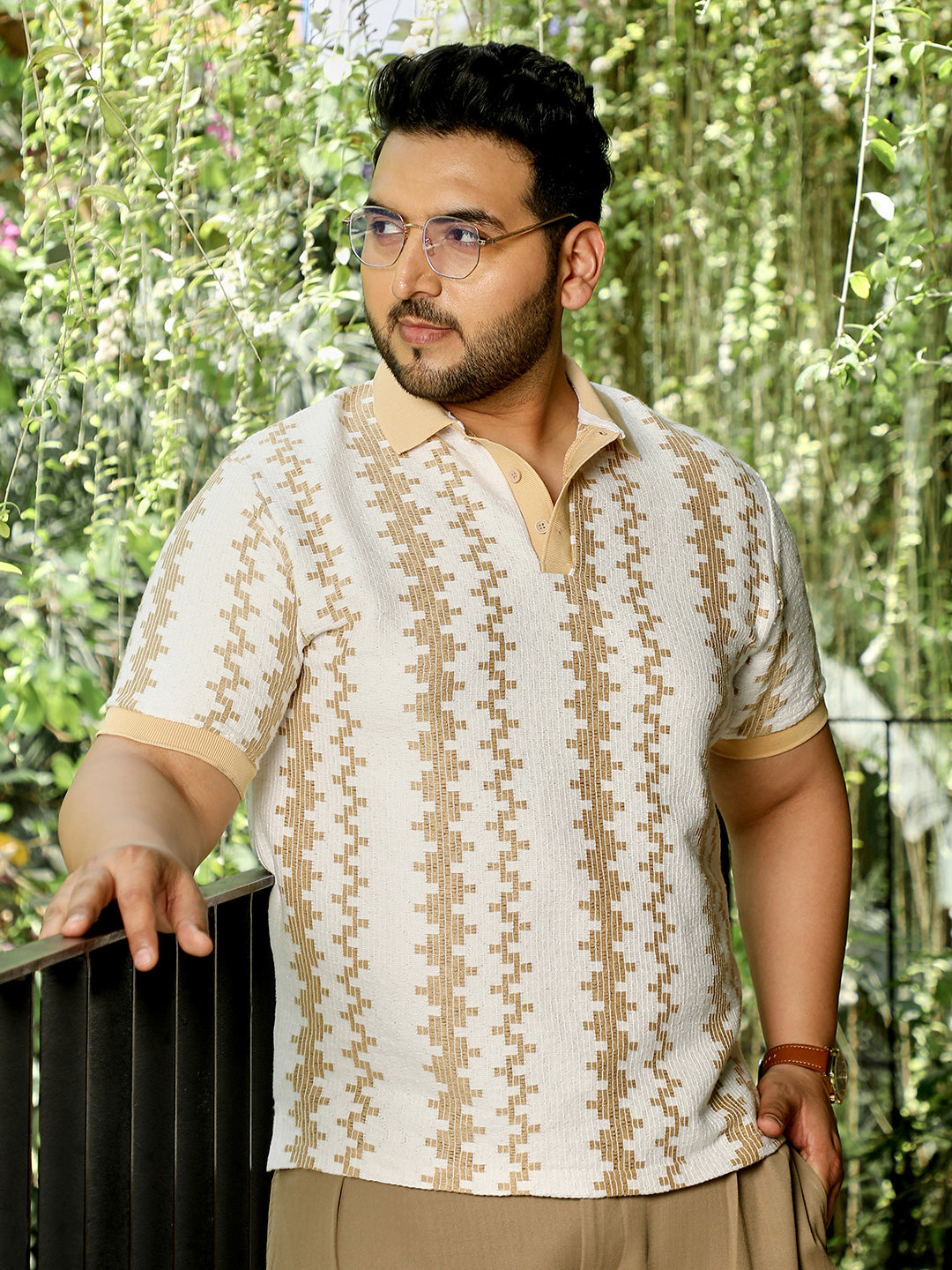 Off White Textured T-Shirt