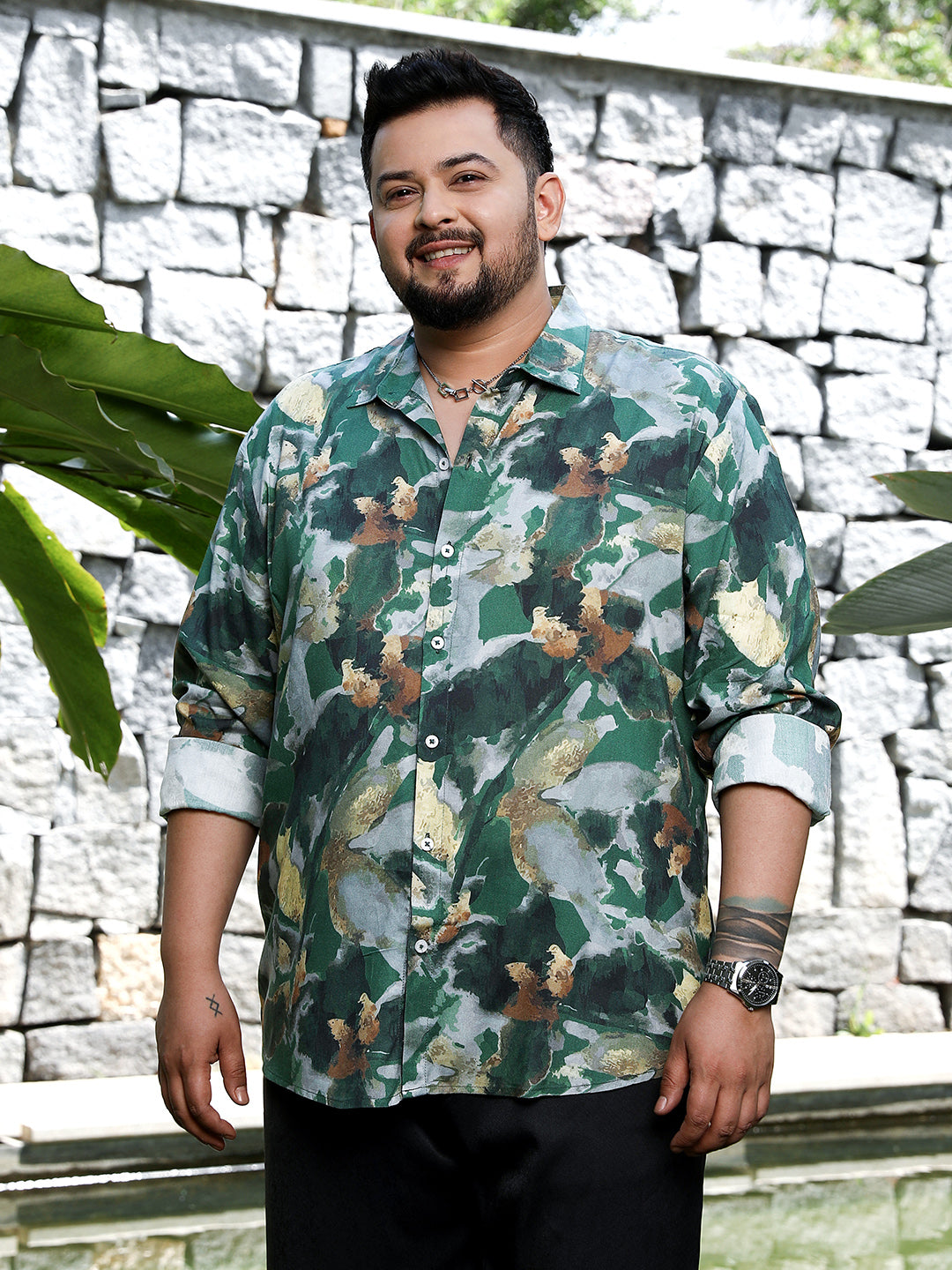 Botanical-Scape Imprint Shirt