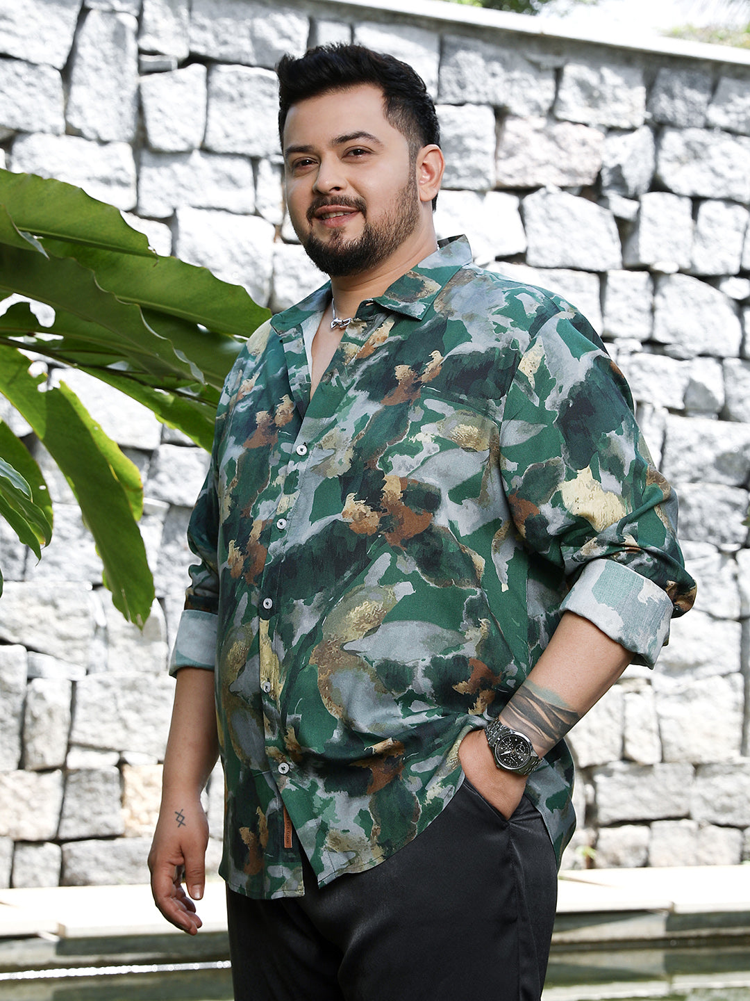 Botanical-Scape Imprint Shirt