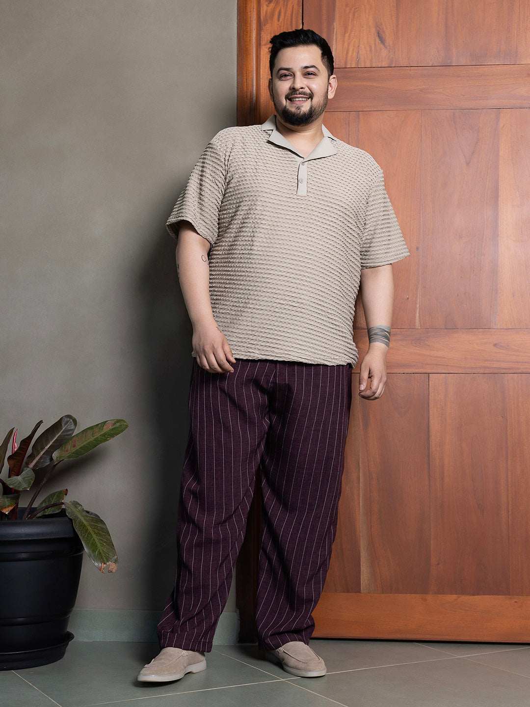 Crease-Tactile Cuban Polo T-Shirt