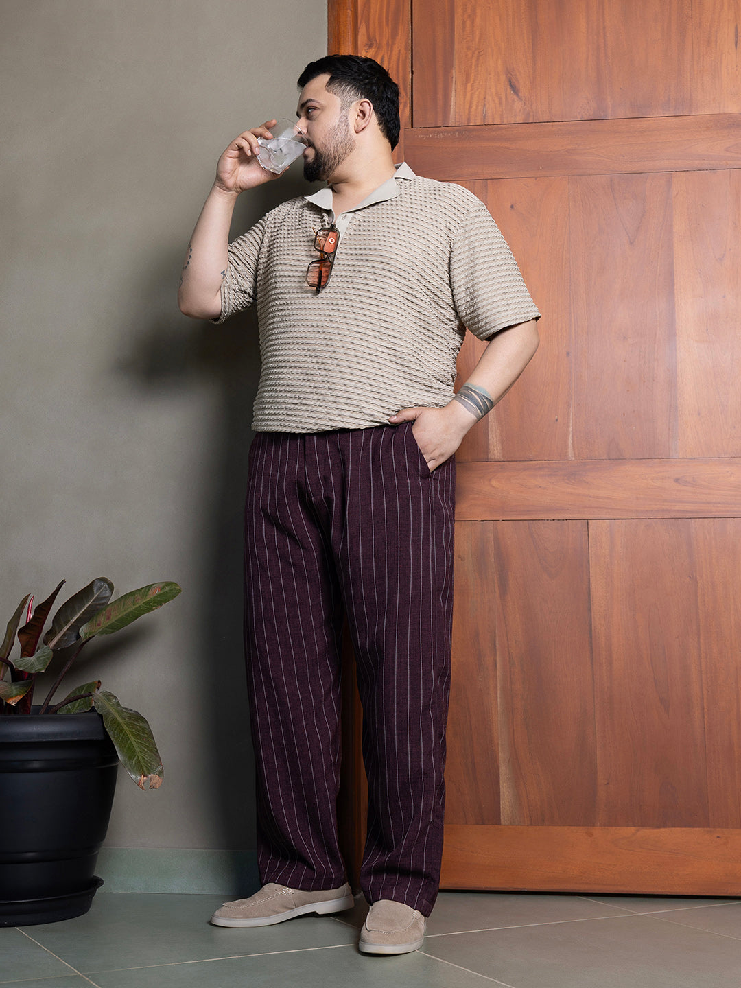 Crease-Tactile Cuban Polo T-Shirt