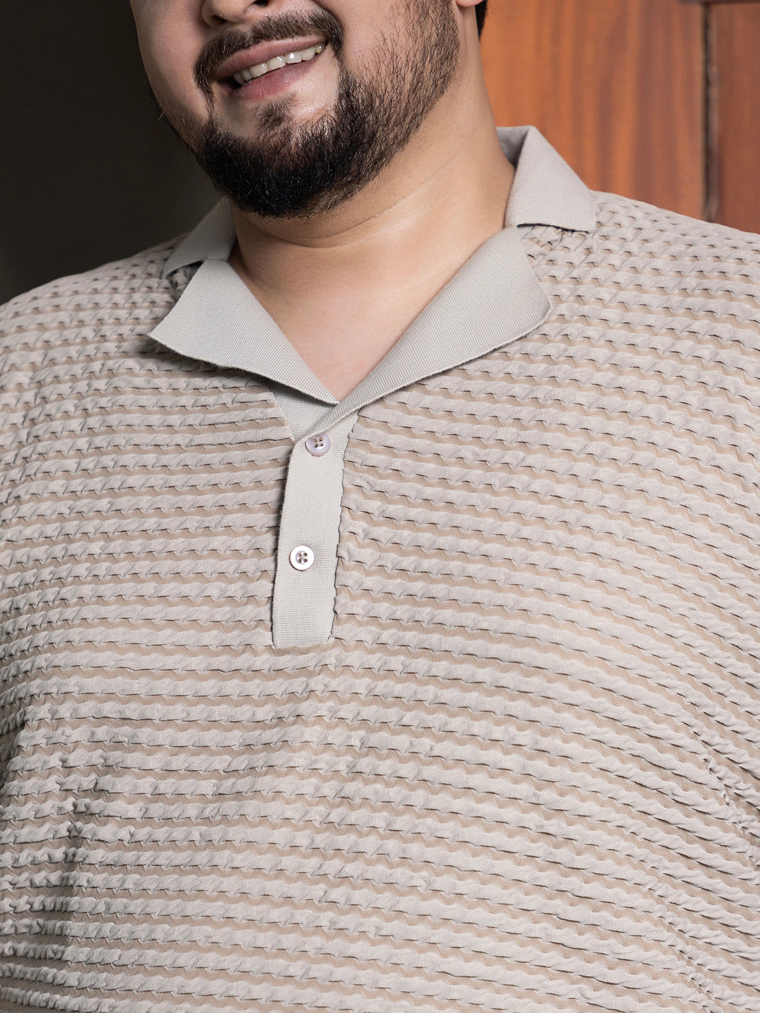 Crease-Tactile Cuban Polo T-Shirt