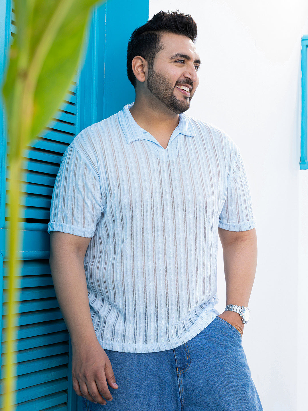 Duo-Striped Relaxed Polo T-Shirt