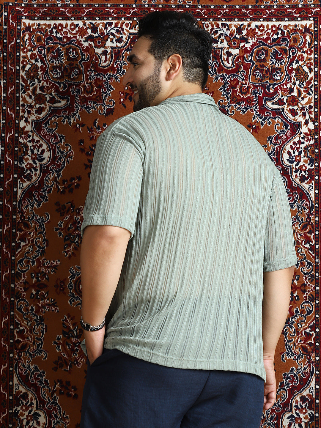 Duo-Striped Relaxed Polo T-Shirt
