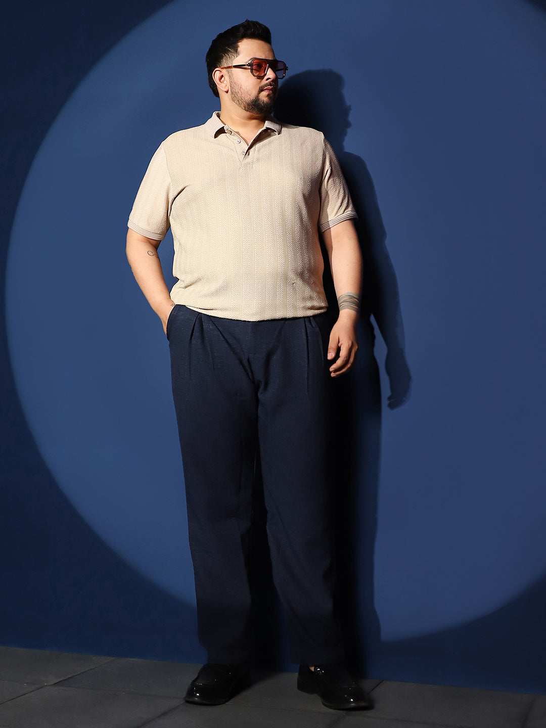 Texture-Lined Polo T-Shirt