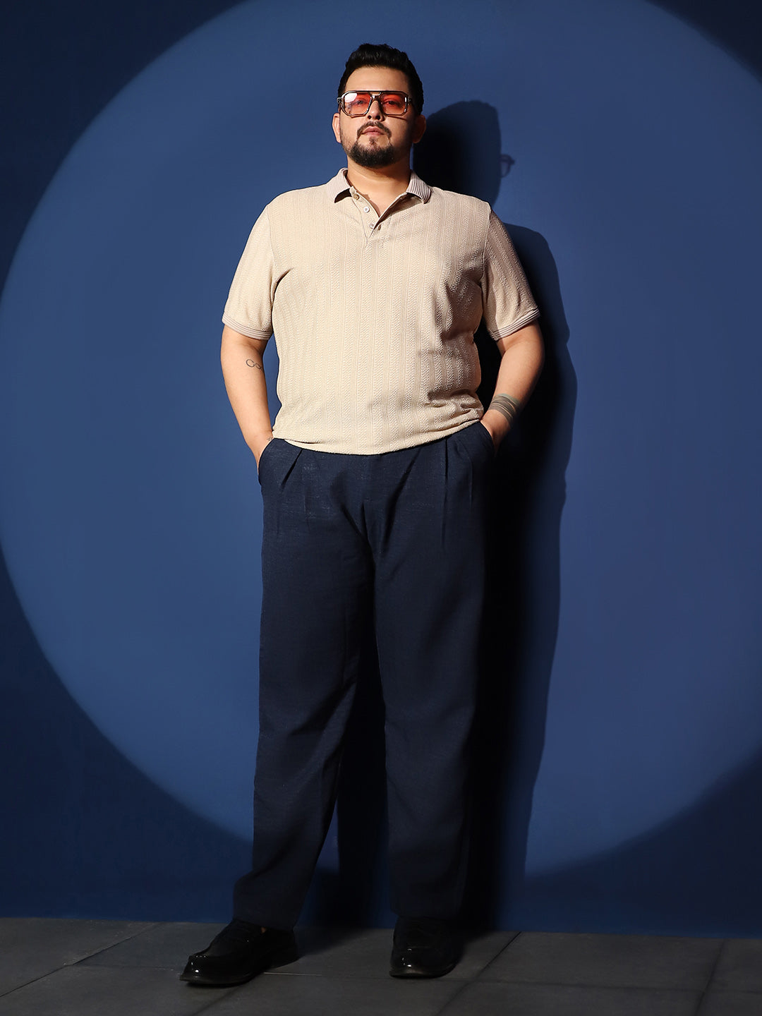 Texture-Lined Polo T-Shirt