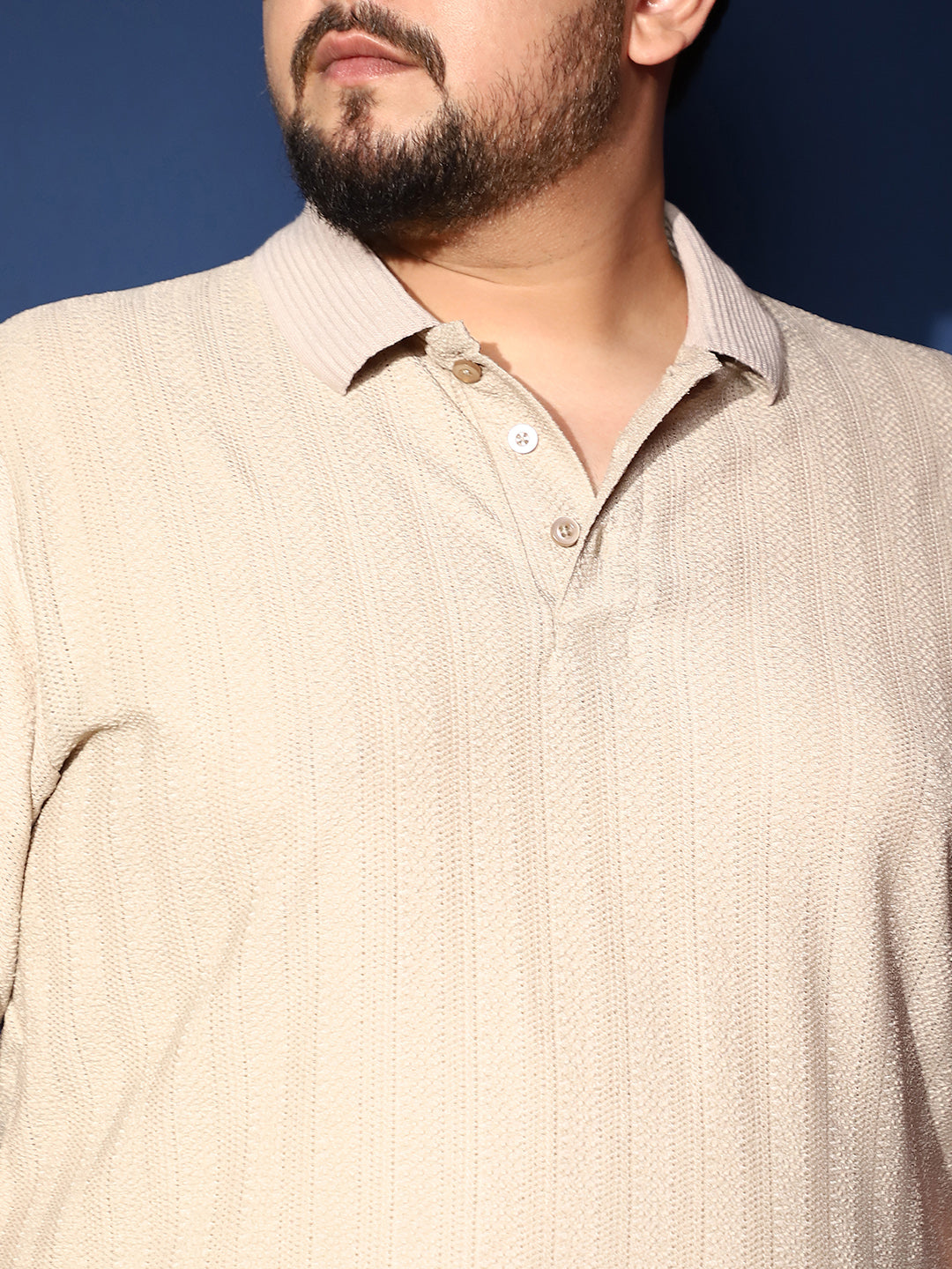 Texture-Lined Polo T-Shirt