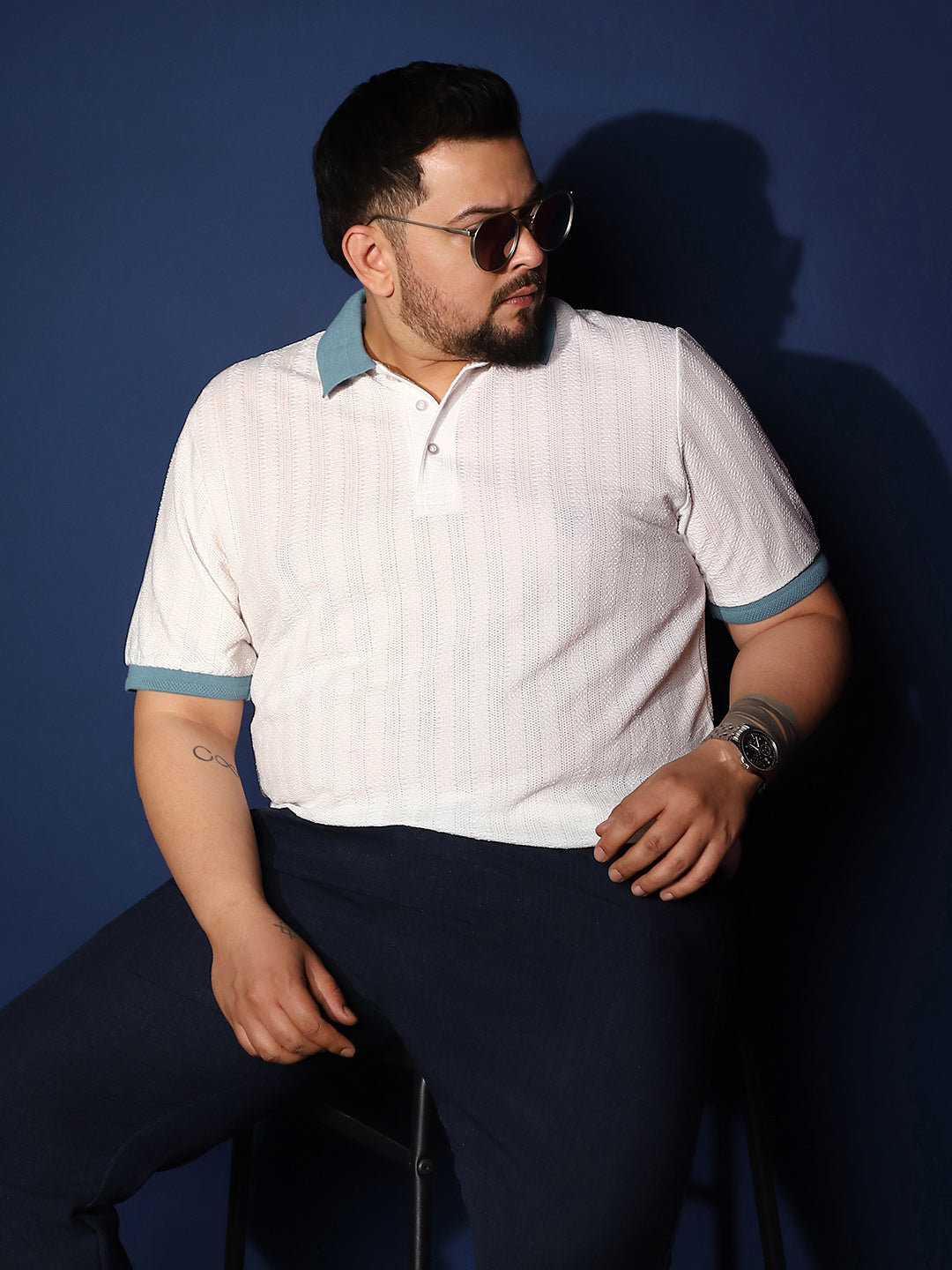 Contrast Texture Polo T-Shirt