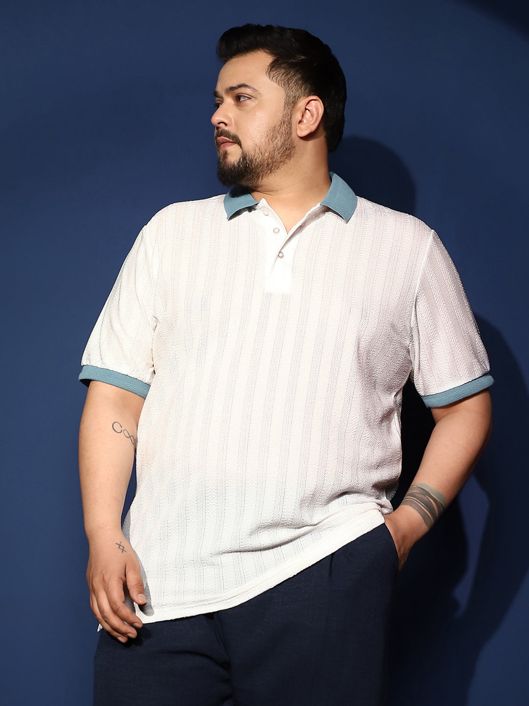 Contrast Texture Polo T-Shirt