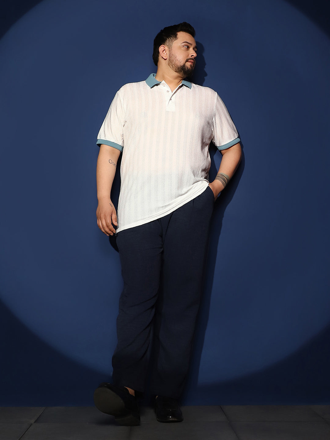 Contrast Texture Polo T-Shirt