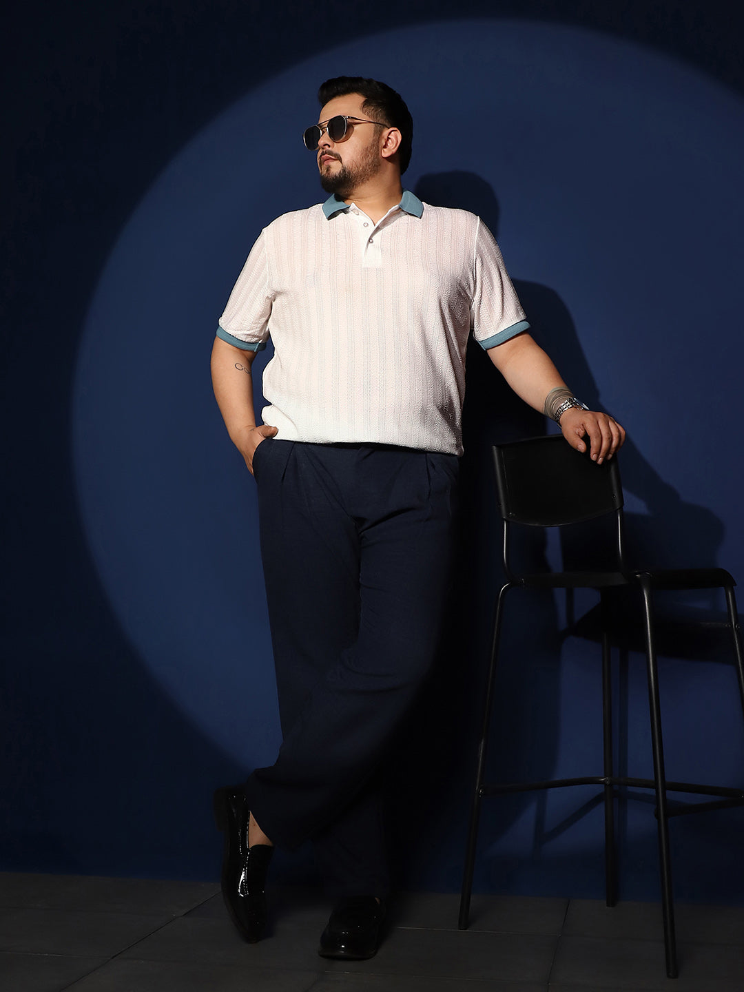 Contrast Texture Polo T-Shirt