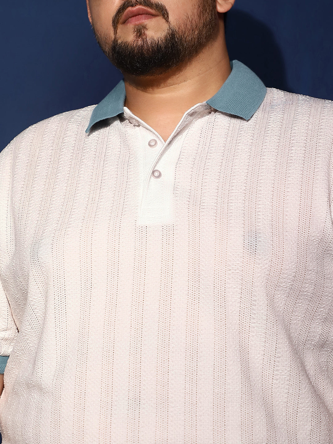 Contrast Texture Polo T-Shirt