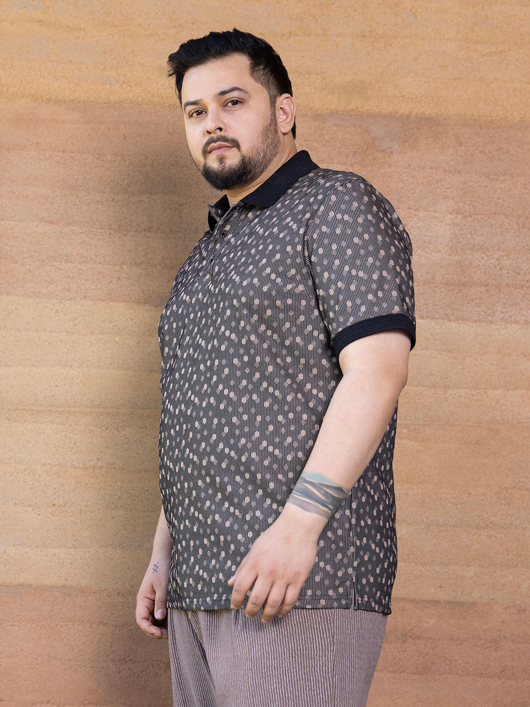 Shadowed-Polka Polo T-Shirt