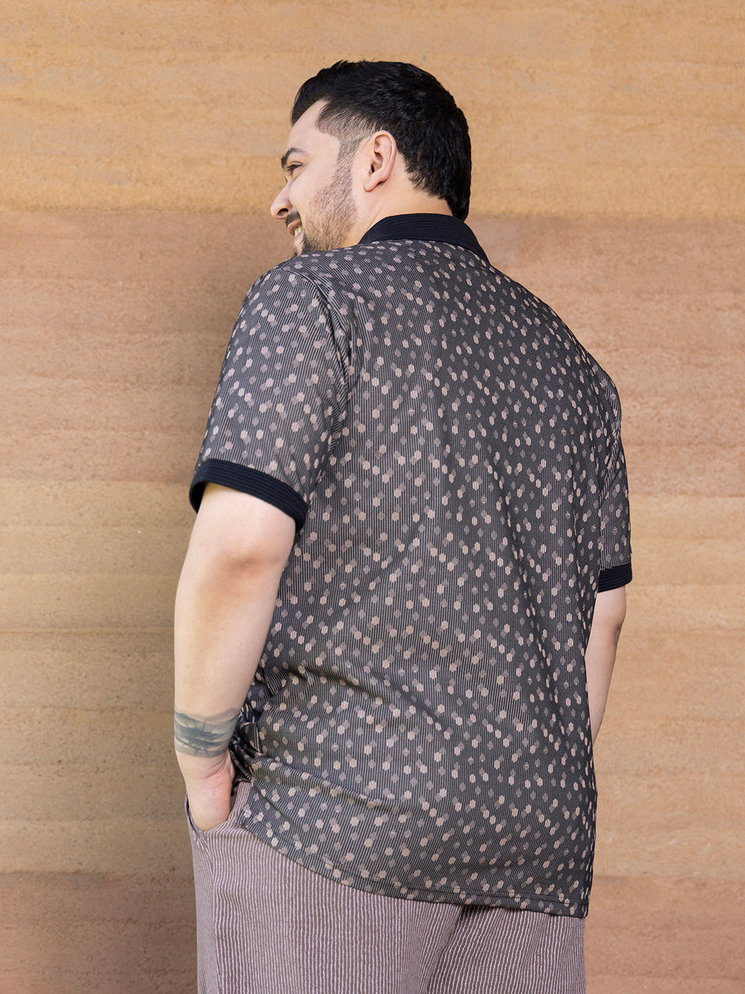 Shadowed-Polka Polo T-Shirt