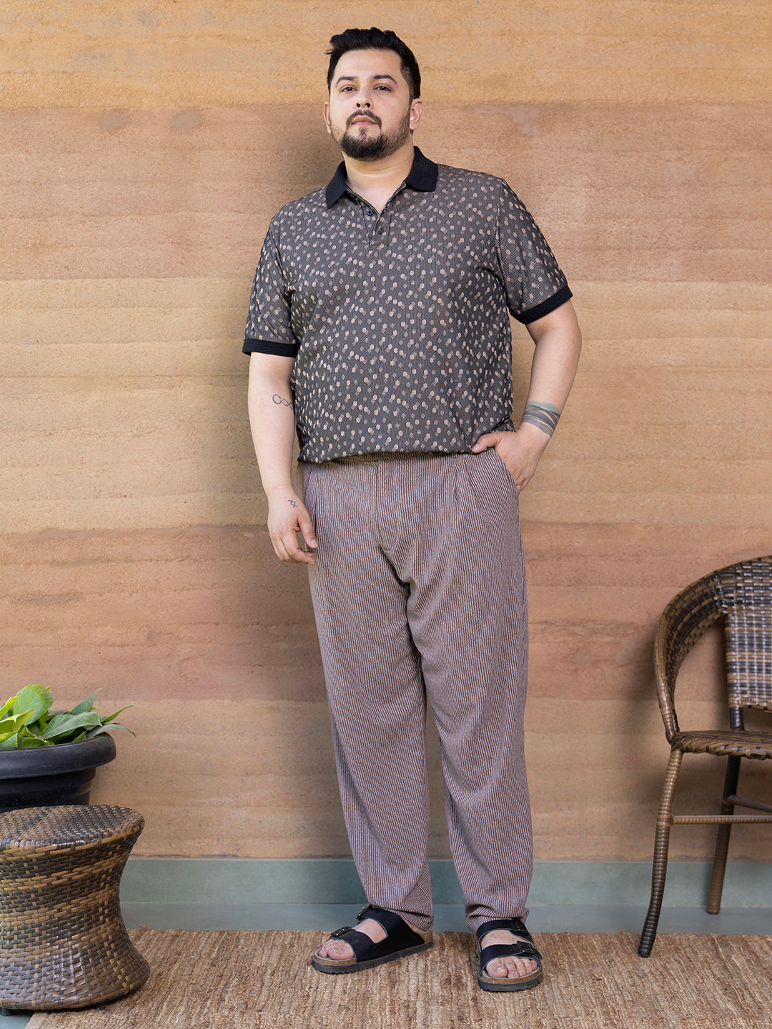 Shadowed-Polka Polo T-Shirt