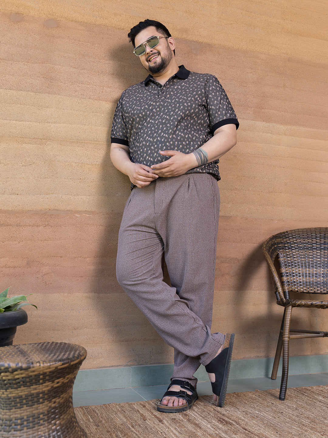 Shadowed-Polka Polo T-Shirt