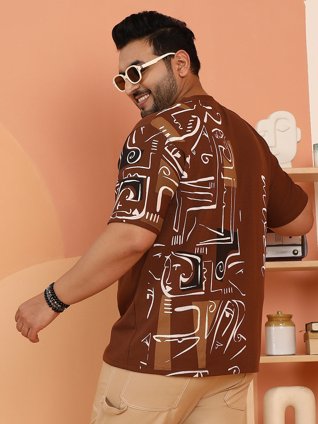 Boxy Folk-Wave T-Shirt