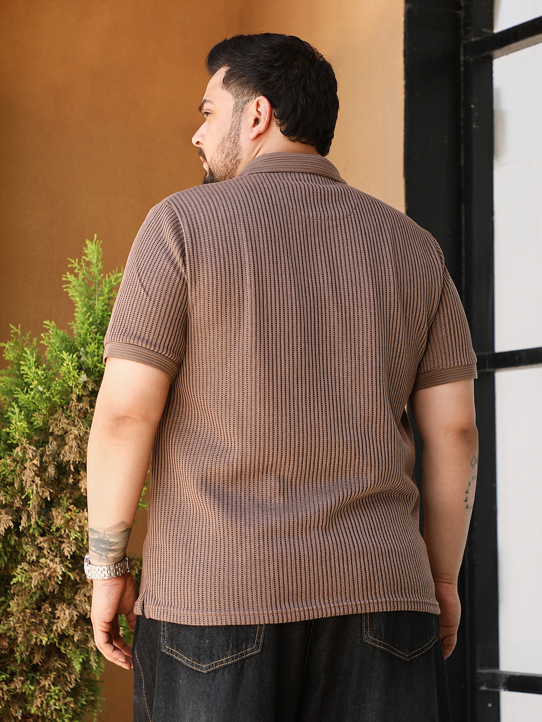 Solid Ribbed Polo T-Shirt