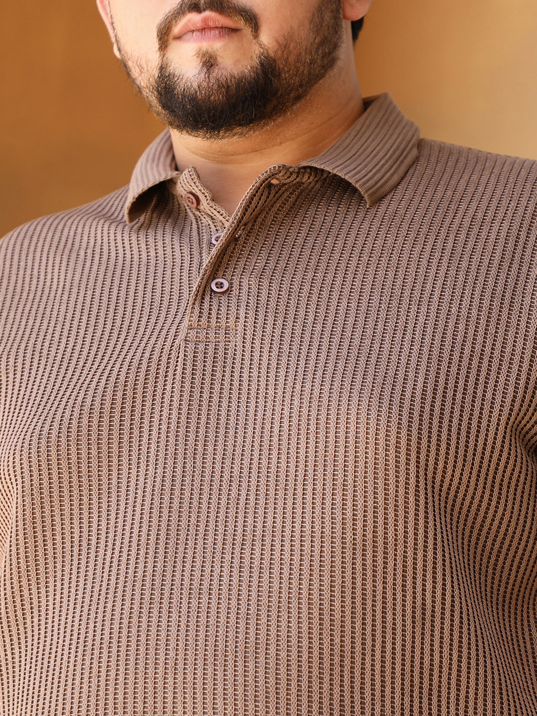 Solid Ribbed Polo T-Shirt