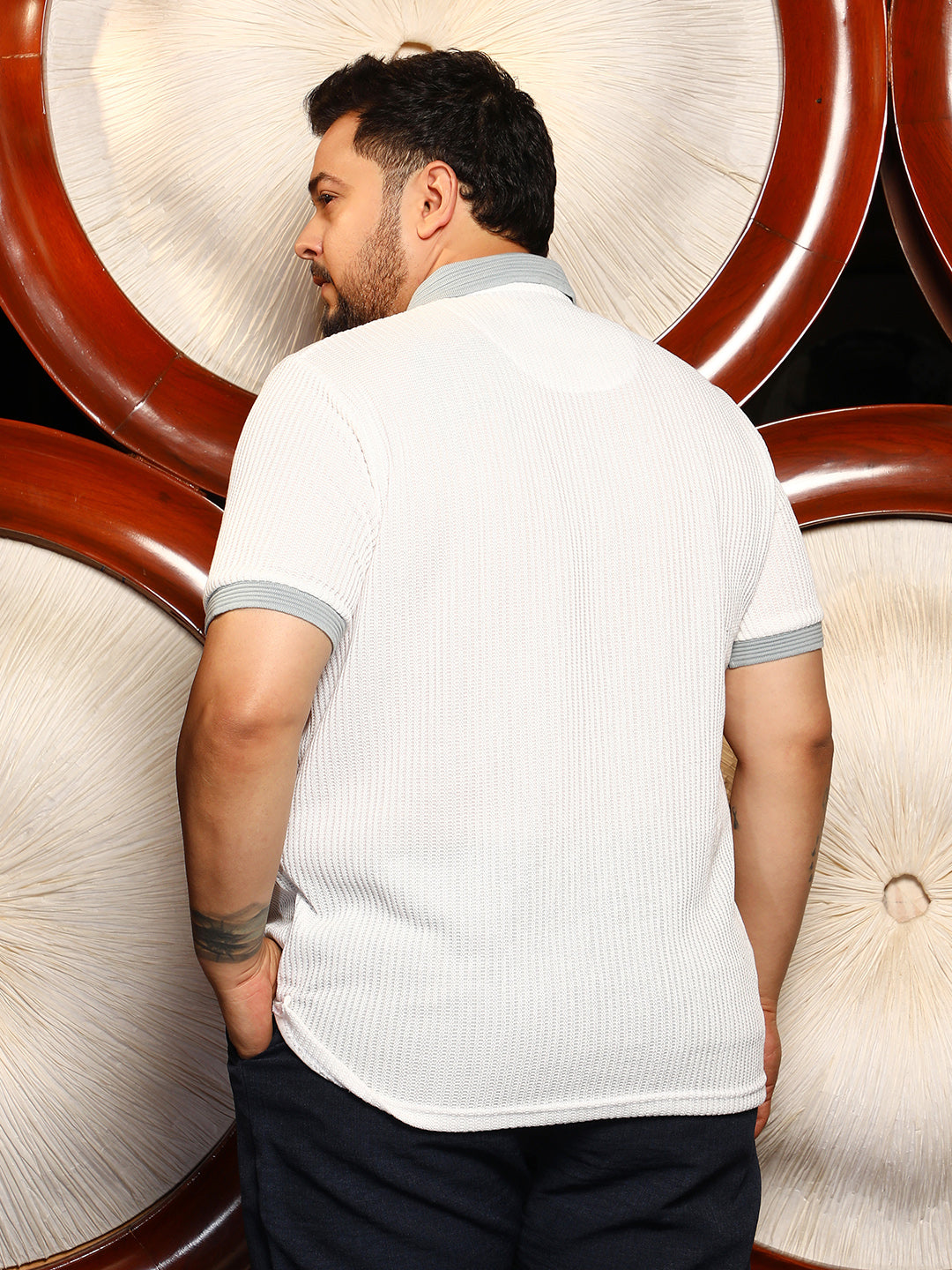 Contrast Ribbed Polo T-Shirt