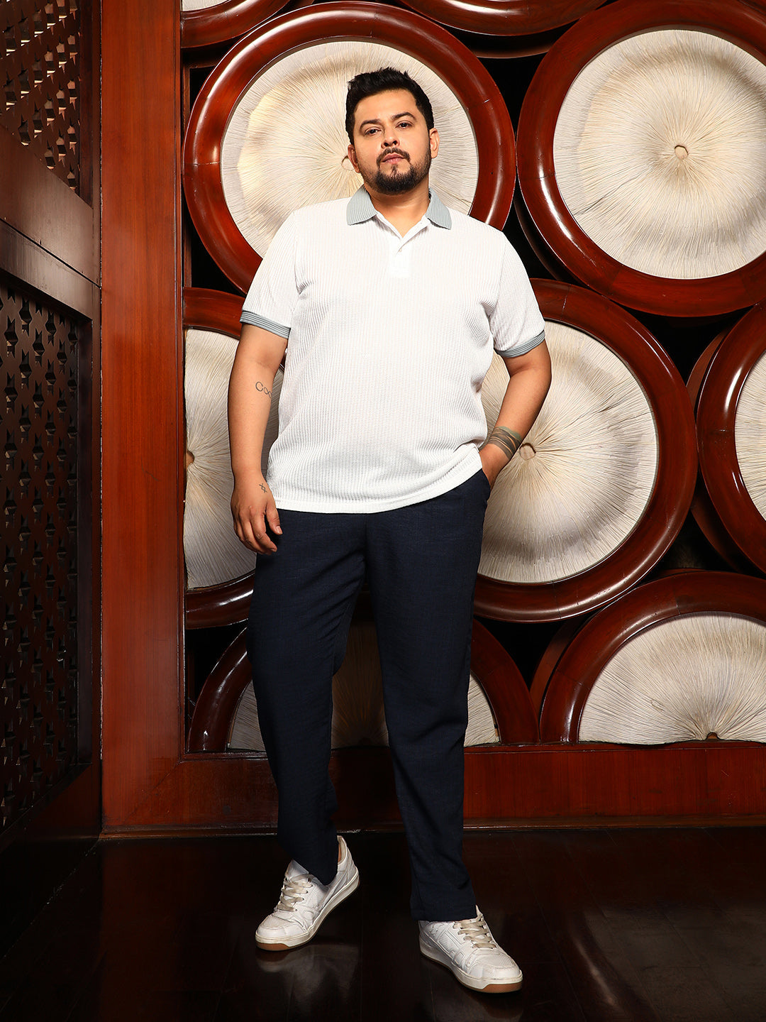 Contrast Ribbed Polo T-Shirt