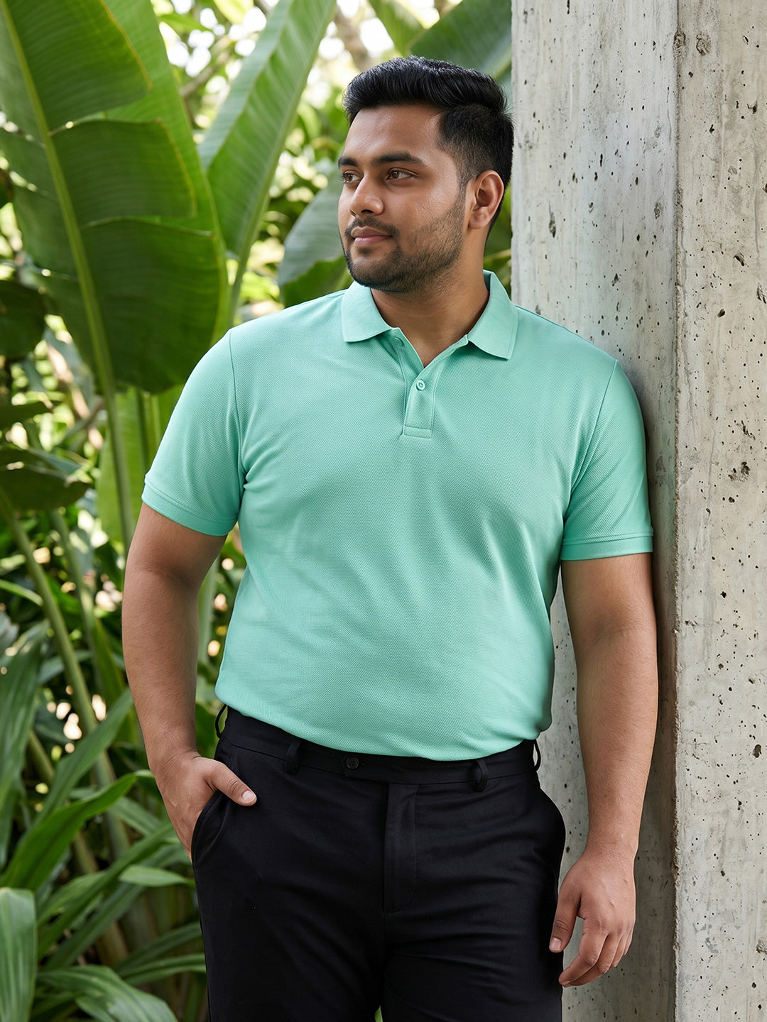 Sea Green Self Design T-Shirt