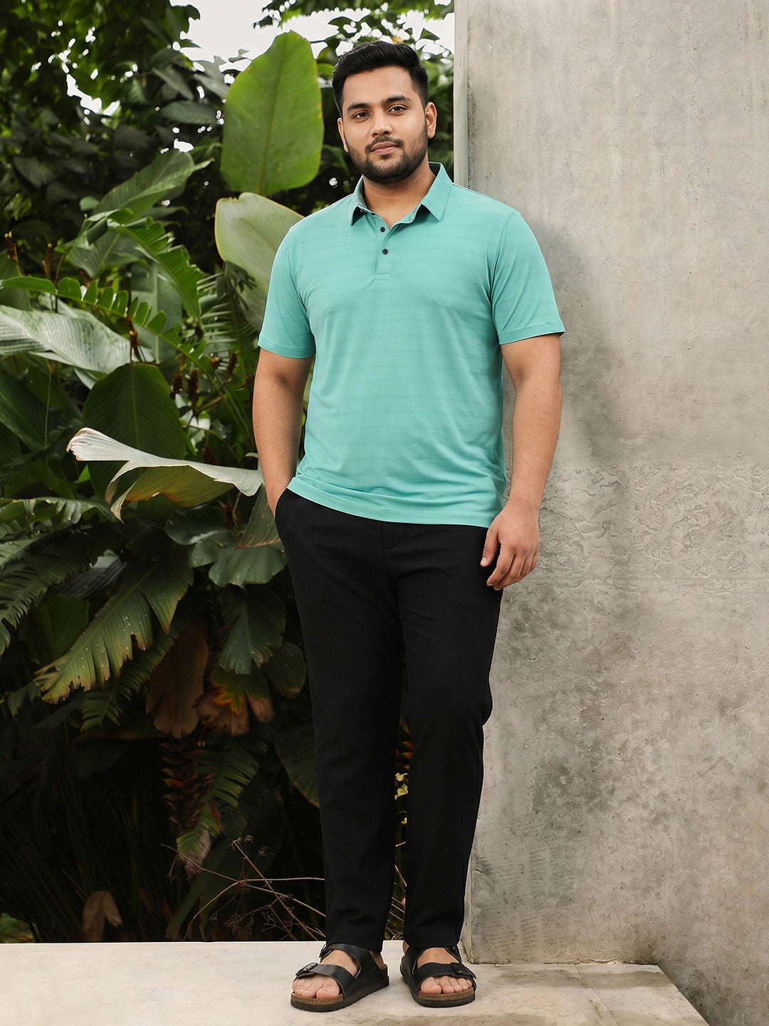 Sea Green Self Design T-Shirt