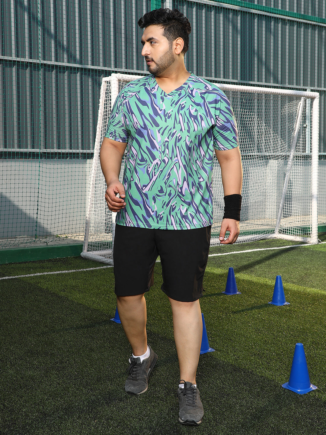 Abstract-Overlap Activewear T-Shirt