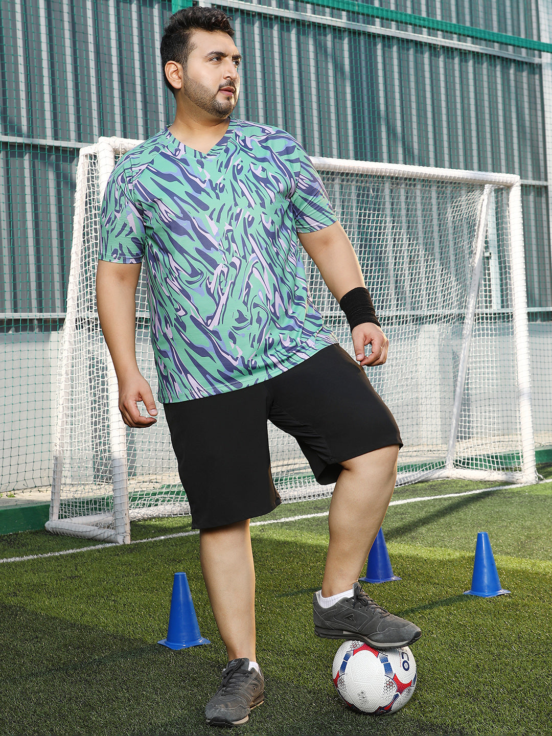 Abstract-Overlap Activewear T-Shirt