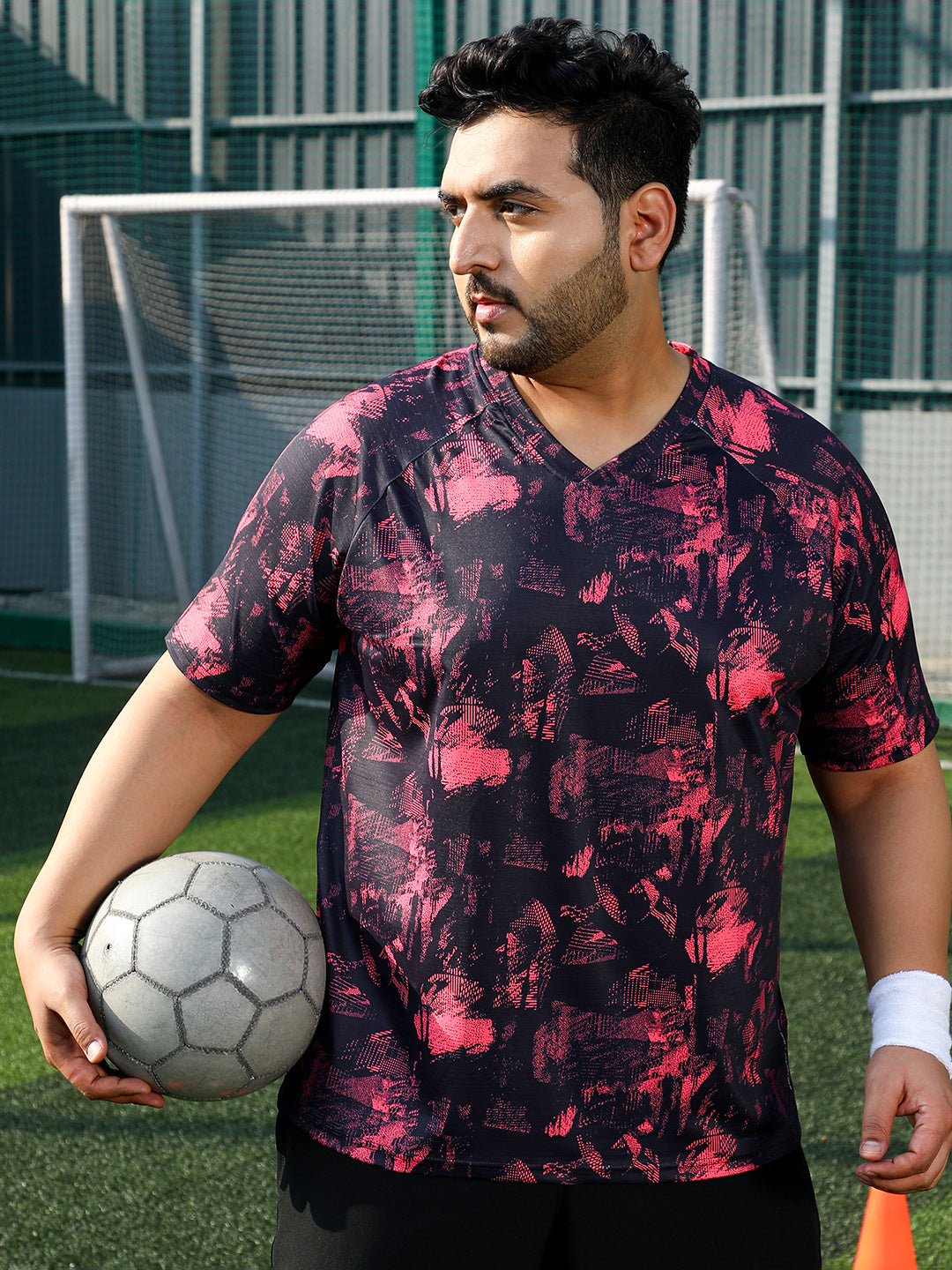 Abstract-Imprint Activewear T-Shirt