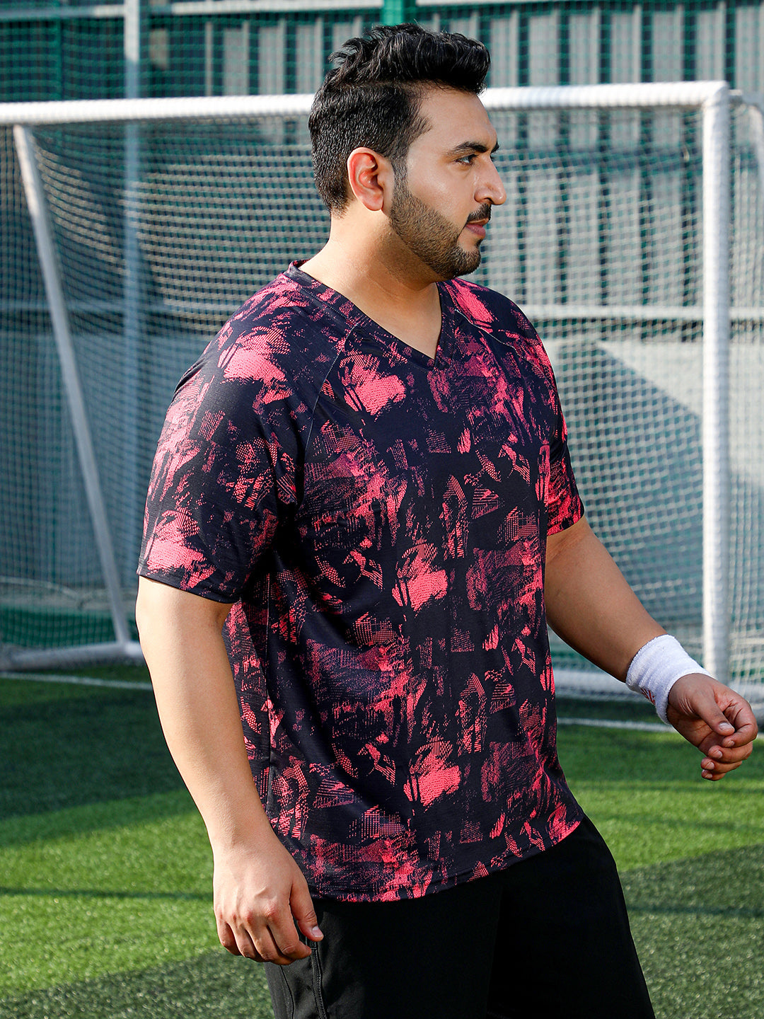 Abstract-Imprint Activewear T-Shirt