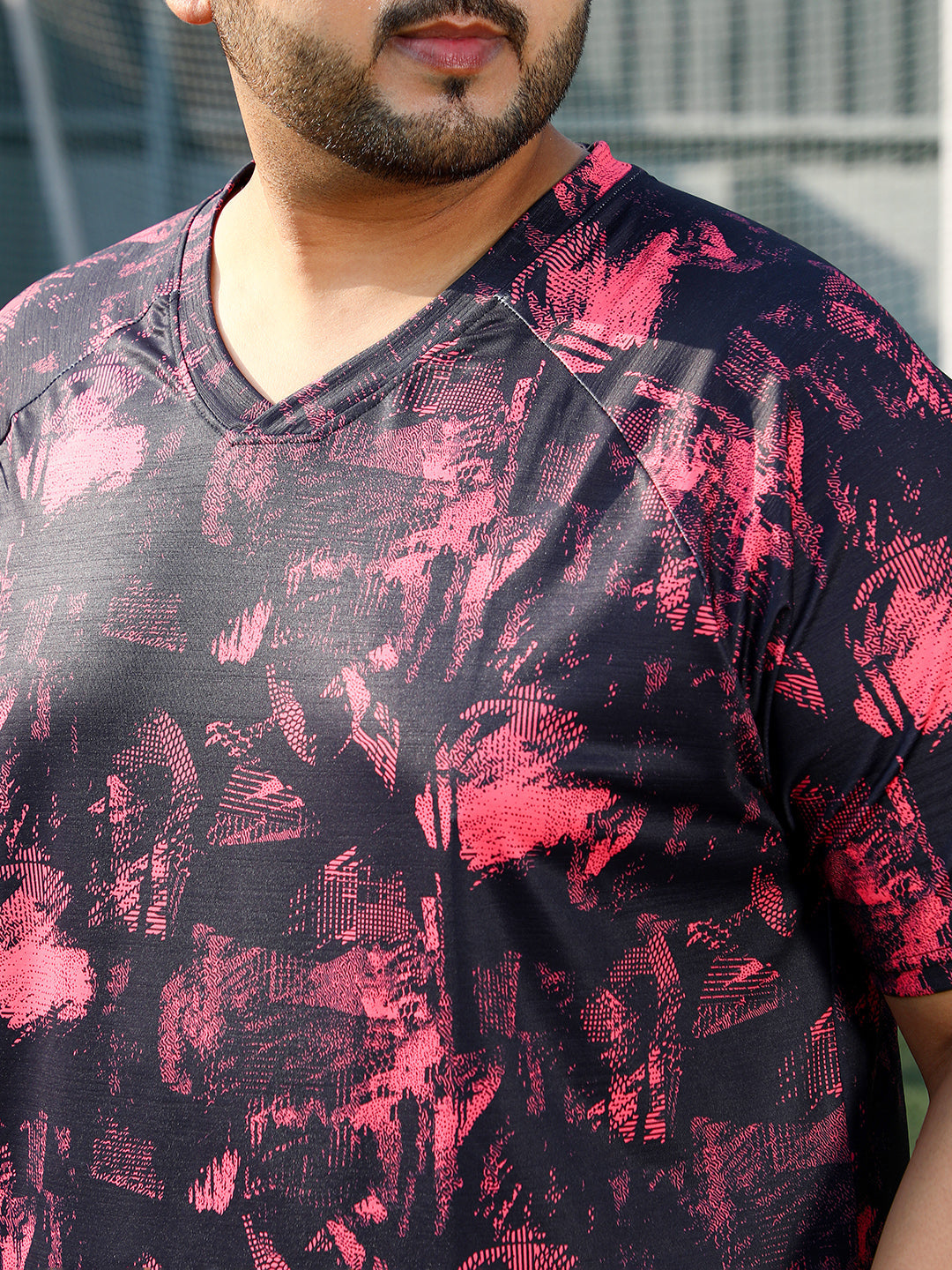 Abstract-Imprint Activewear T-Shirt