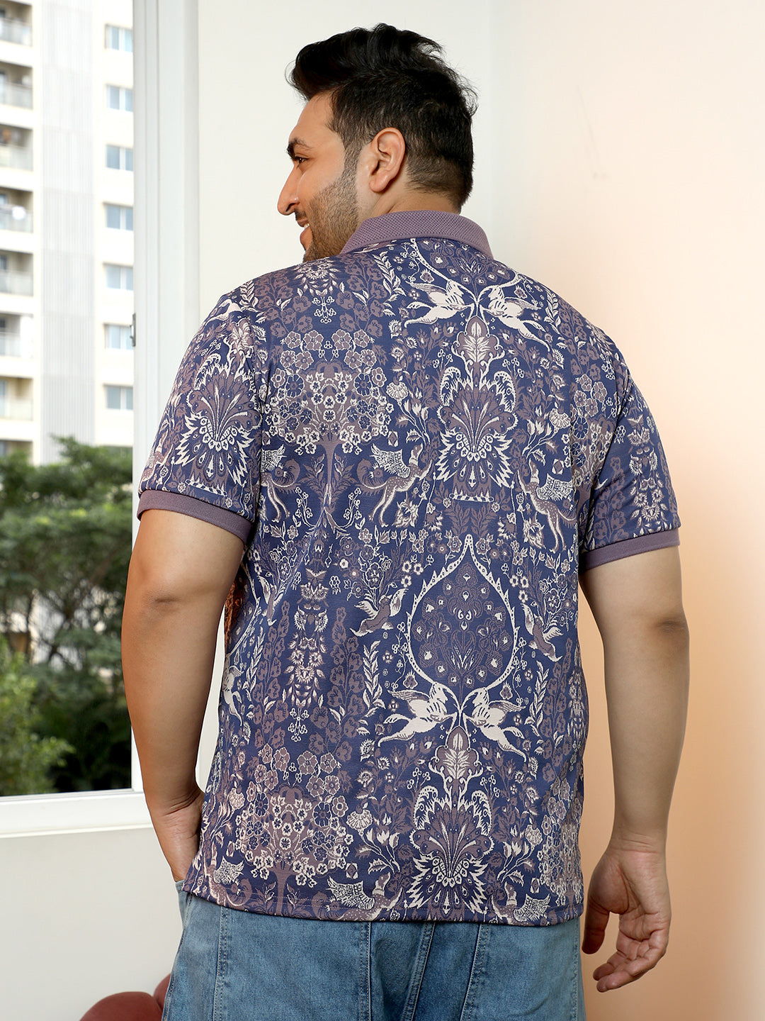 Indie Floral Jacquard-Knit Polo T-Shirt
