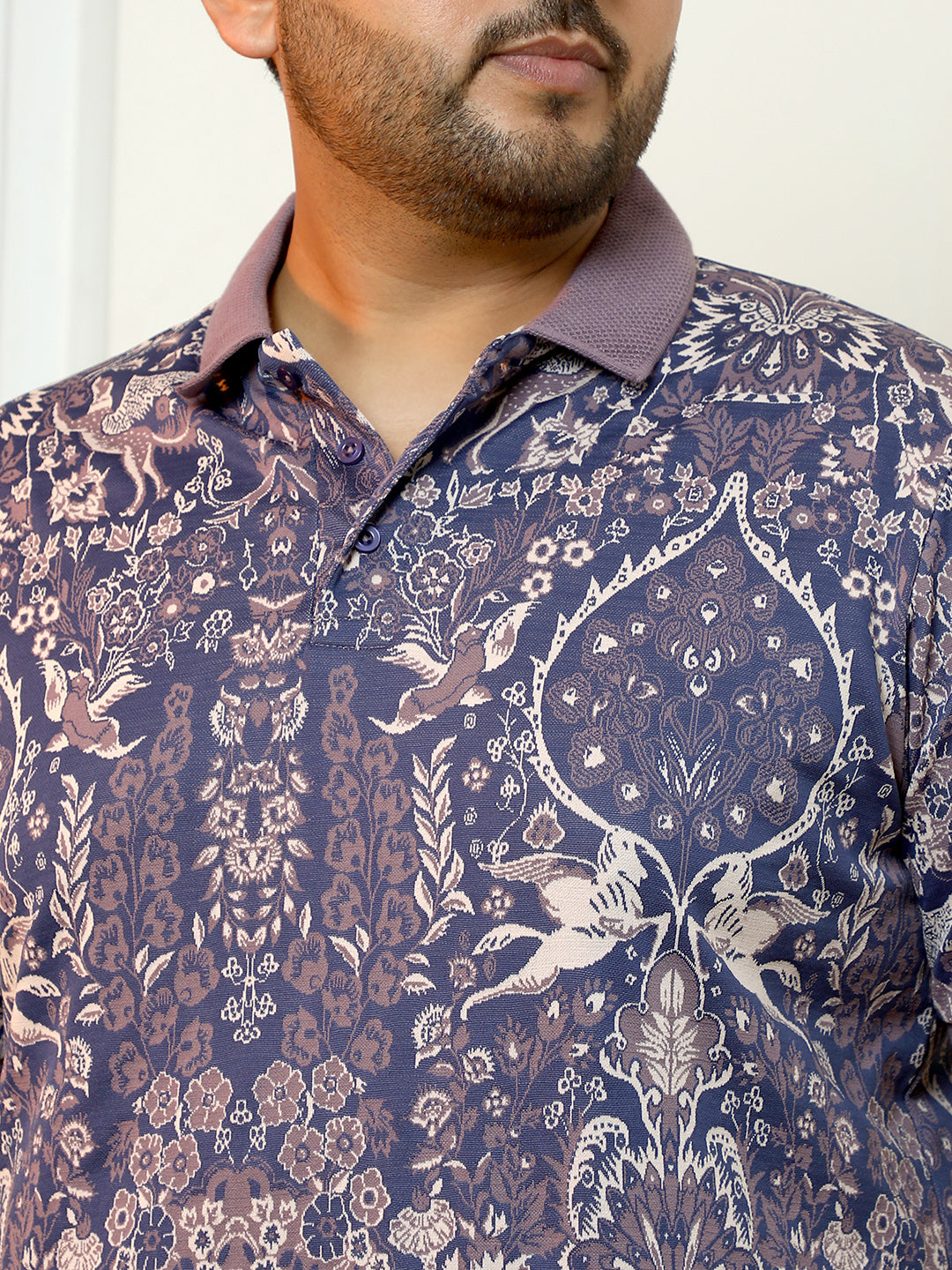 Indie Floral Jacquard-Knit Polo T-Shirt